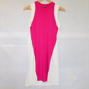 Miik Womens S Fuchsia Pink White Sleeveless A Line Swing Dress Bamboo